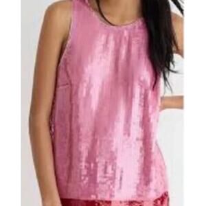 J. Crew Collection Mauve Pink Sequin Shell Top sz S